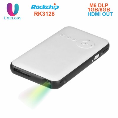 Umelody Hot Mini Mobile DLP M6 Projector Android 4.4 smart Bluetooth 4.0 Quad Core led lamp DLP projector Full HD 1080P