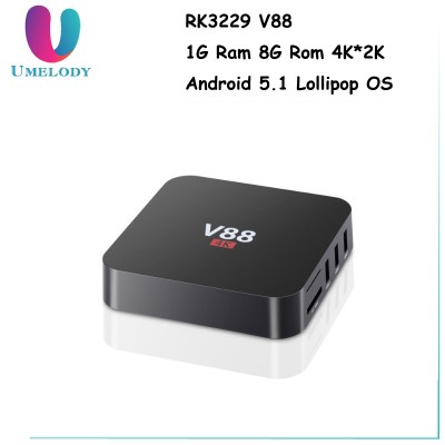 cheapest android tv box Bluetooth 4.0 firmware update v88 android smart tv box rk3229 Quad-Core from Umelody