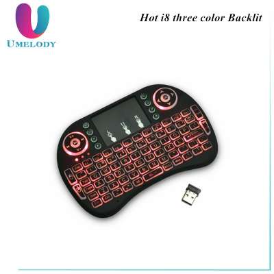 i8 backlit mini wireless keyboard with touch pad 2.4G Multi-Media Remote Control for TV BOX M8S T95m